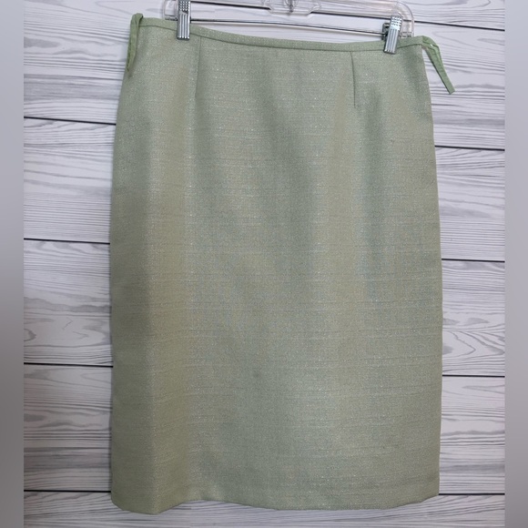 DANILLO Skirt and Jacket Suit Set - Light Metallic Pastel Green - Size 8 - Picture 7 of 15